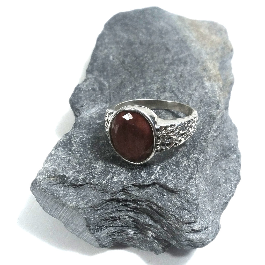 Anello fascia in argento 925 ANELLO artigianale Radice di rubino | ANELLI ARGENTO