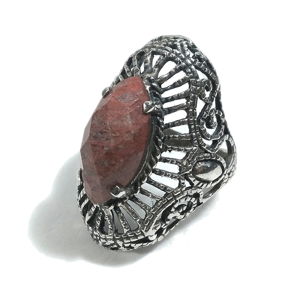 Anello BAROCCO in argento 925 ANELLO artigianale Radice di rubino | ANELLI ARGENTO