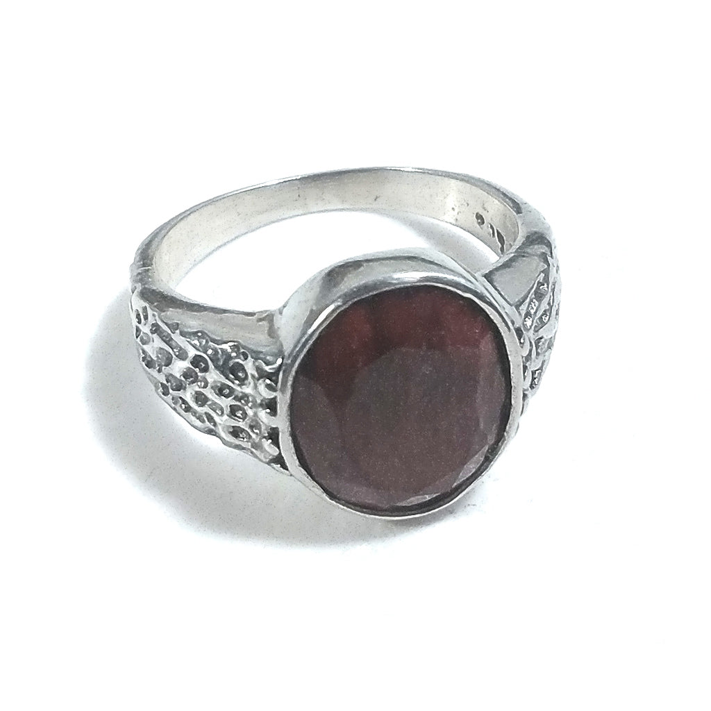 Anello fascia in argento 925 ANELLO artigianale Radice di rubino | ANELLI ARGENTO