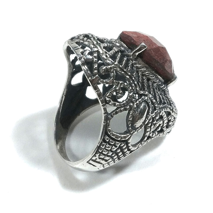 Anello BAROCCO in argento 925 ANELLO artigianale Radice di rubino | ANELLI ARGENTO