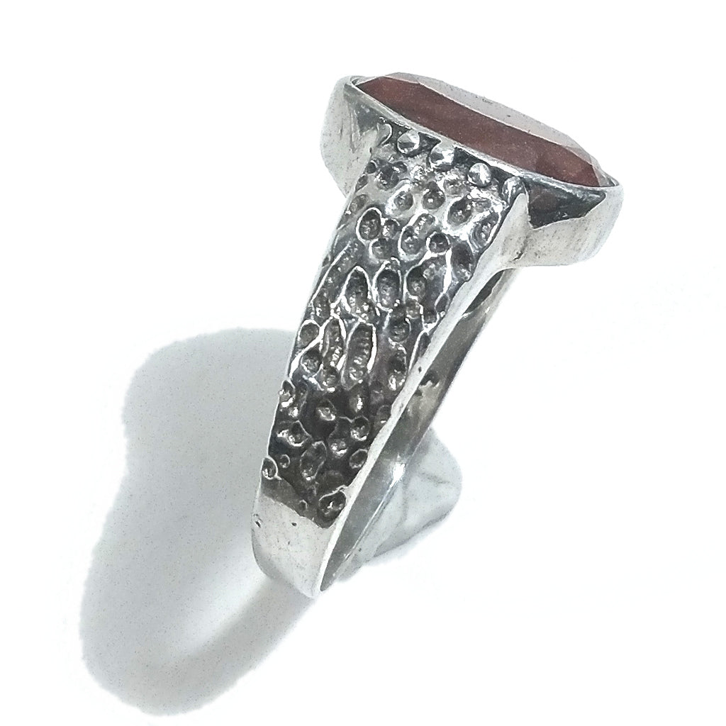 Anello fascia in argento 925 ANELLO artigianale Radice di rubino | ANELLI ARGENTO