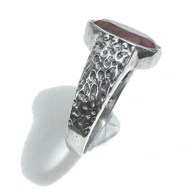 Anello fascia in argento 925 ANELLO artigianale Radice di rubino | ANELLI ARGENTO