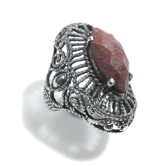 Anello BAROCCO in argento 925 ANELLO artigianale Radice di rubino | ANELLI ARGENTO