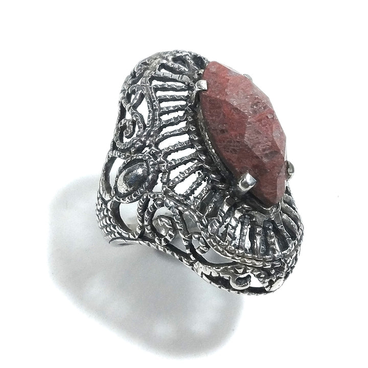 Anello BAROCCO in argento 925 ANELLO artigianale Radice di rubino | ANELLI ARGENTO