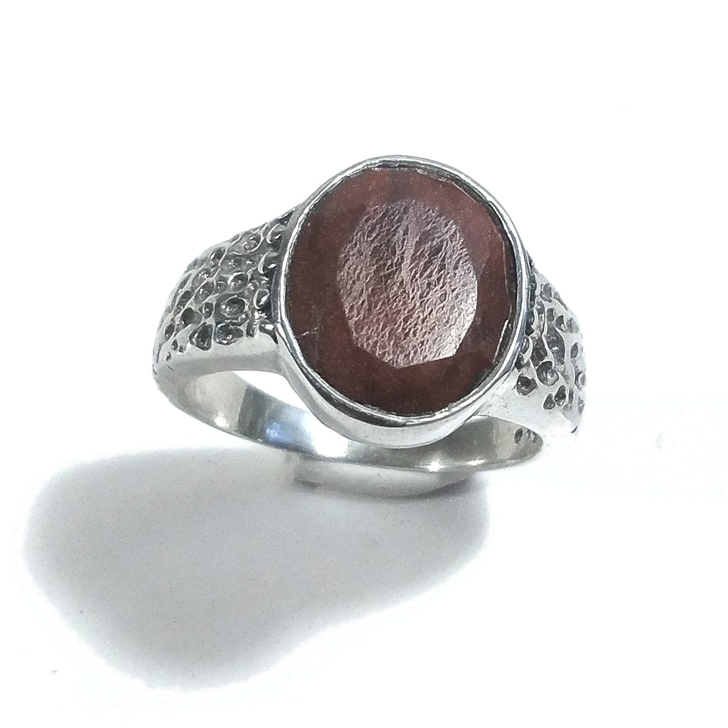 Anello fascia in argento 925 ANELLO artigianale Radice di rubino | ANELLI ARGENTO