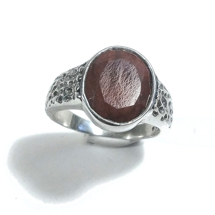 Anello fascia in argento 925 ANELLO artigianale Radice di rubino | ANELLI ARGENTO