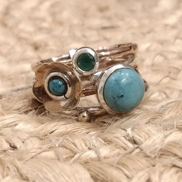 Band ring in 925 silver handcrafted RING with stone