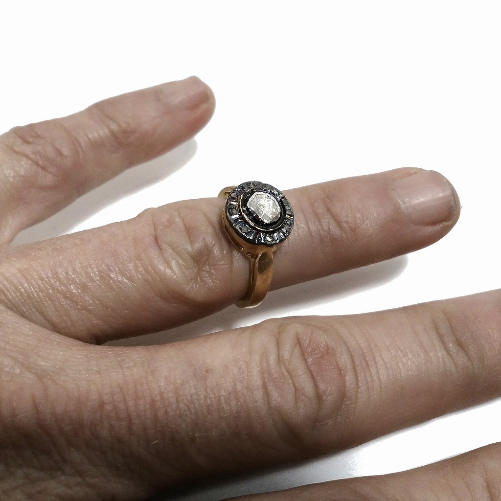 ANELLO ETNICO in argento 925 dorato ANELLO artigianale Diamante | GIOIELLI ETNICI