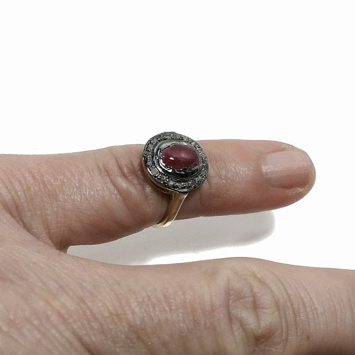 ANELLO ETNICO in argento 925 nero ANELLO artigianale Diamante e rubino | GIOIELLI ETNICI