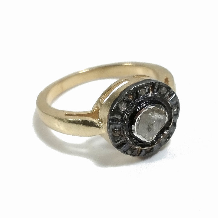 ANELLO ETNICO in argento 925 dorato ANELLO artigianale Diamante | GIOIELLI ETNICI