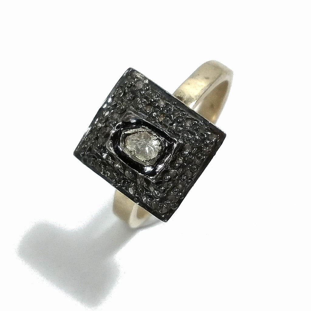 ANELLO ETNICO in argento 925 dorato ANELLO artigianale Diamante | GIOIELLI ETNICI