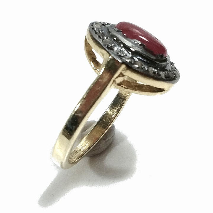 ANELLO ETNICO in argento 925 nero ANELLO artigianale Diamante e rubino | GIOIELLI ETNICI