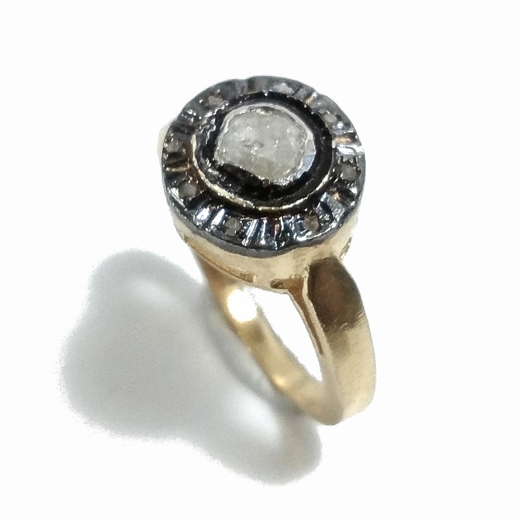 ANELLO ETNICO in argento 925 dorato ANELLO artigianale Diamante | GIOIELLI ETNICI