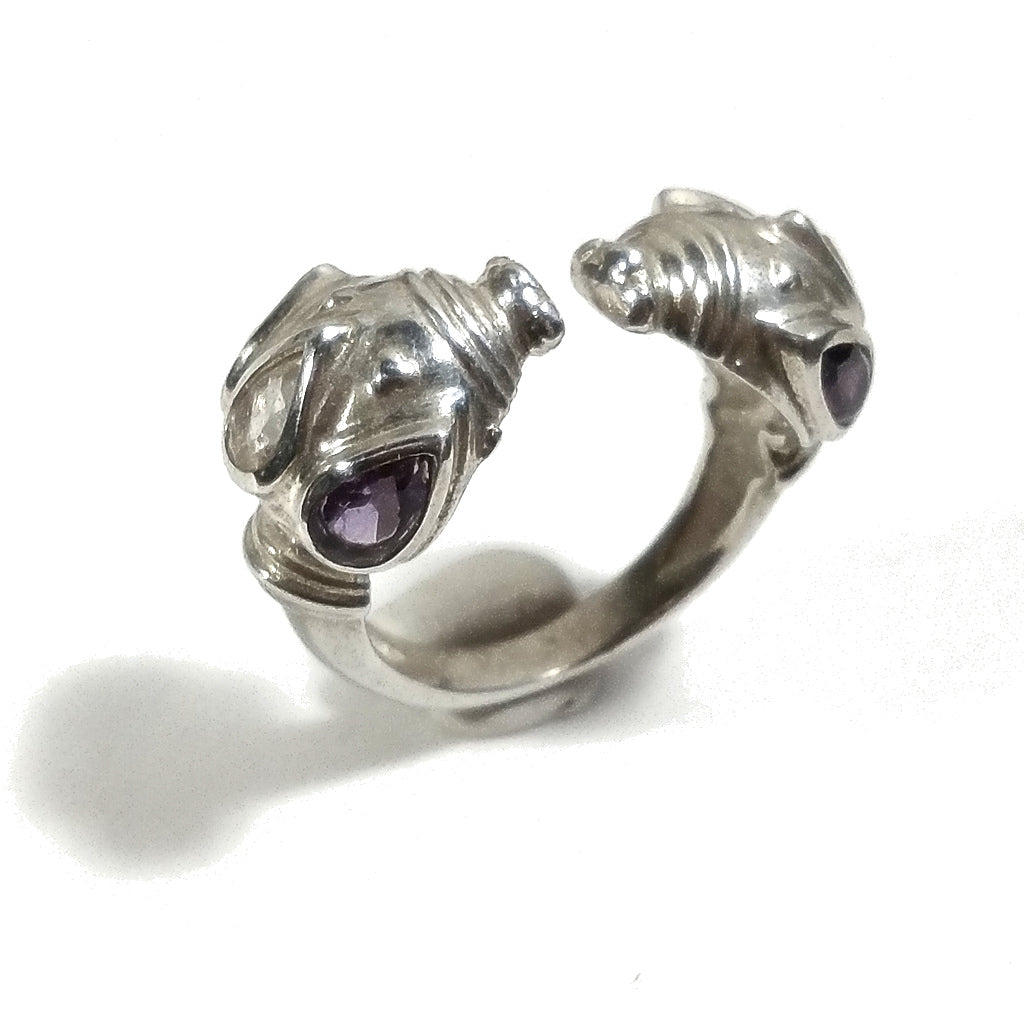 Anello contrariè in argento 925 con pietra - AMELIA
