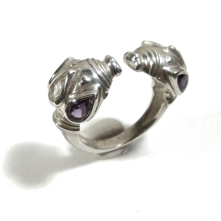 Anello contrariè in argento 925 con pietra - AMELIA
