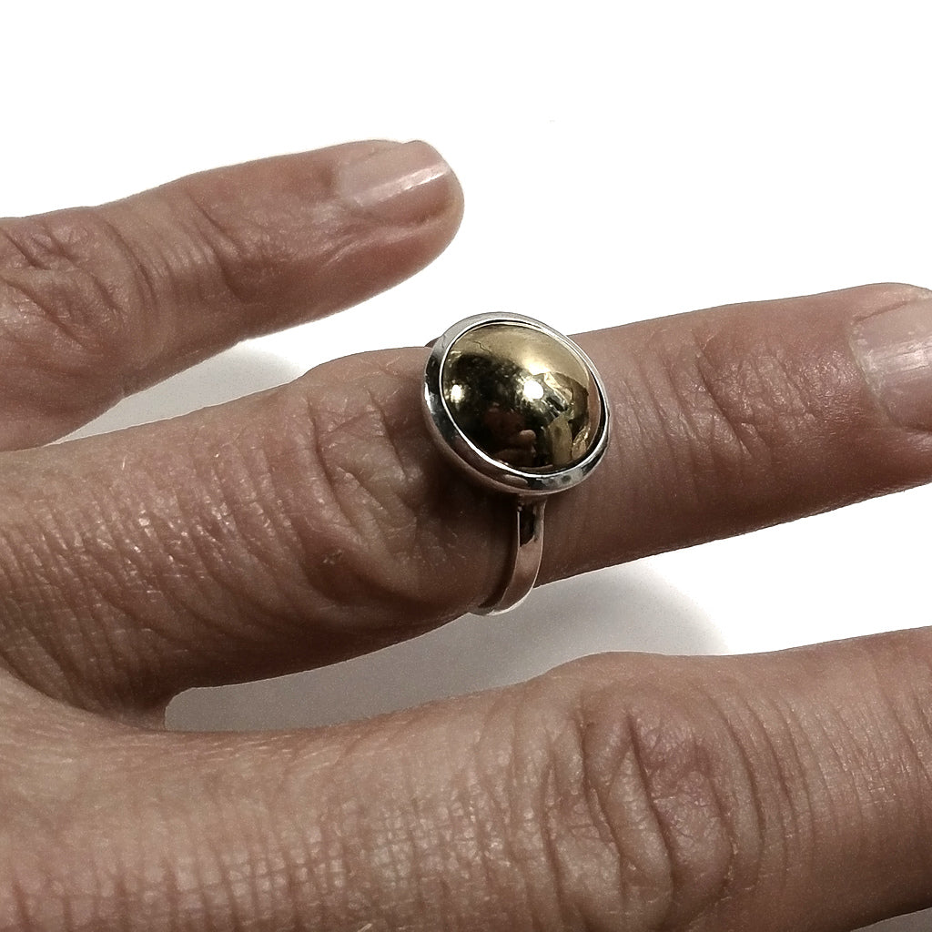 Anello SFERE in argento 925 bimetallo artigianale | design lineare moderno