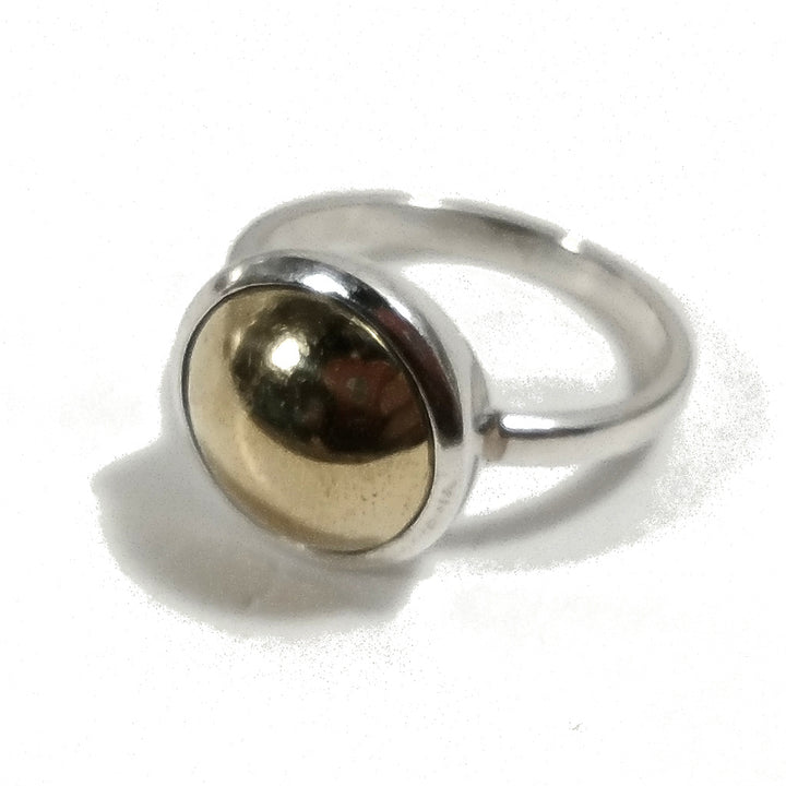 Anello SFERE in argento 925 bimetallo artigianale | design lineare moderno
