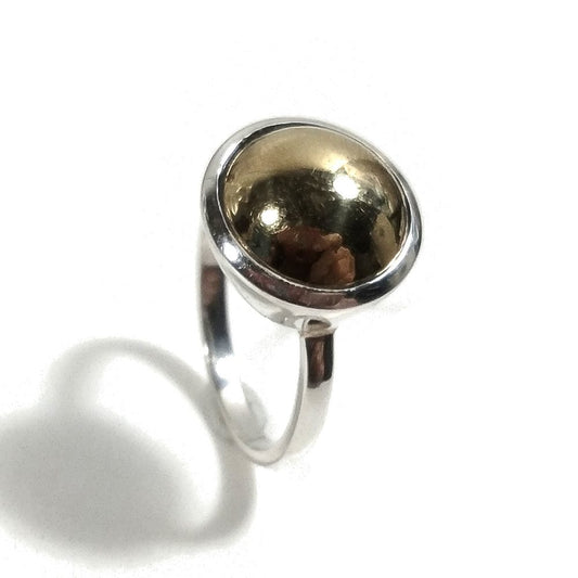 Anello SFERE in argento 925 bimetallo artigianale | design lineare moderno