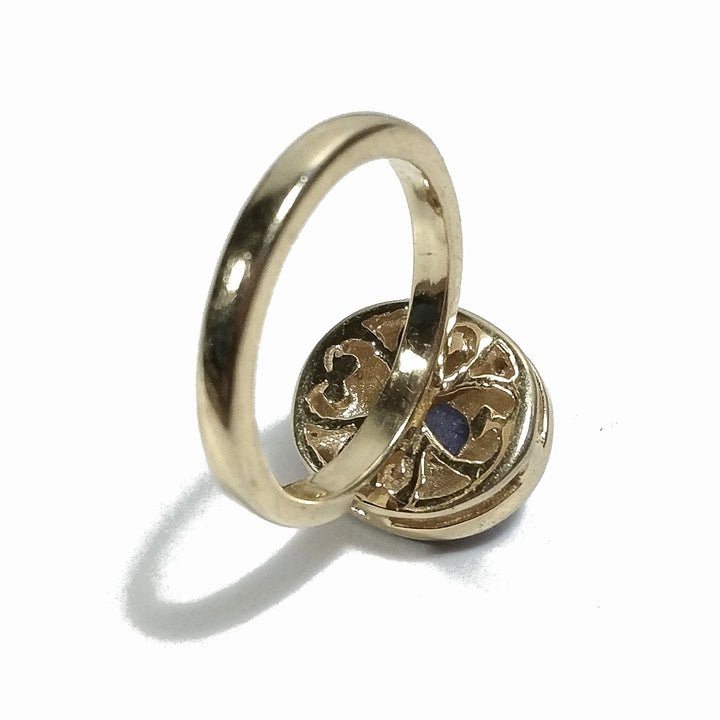ANELLO ETNICO in argento 925 dorato ANELLO artigianale Diamante Tanzanite | GIOIELLI ETNICI