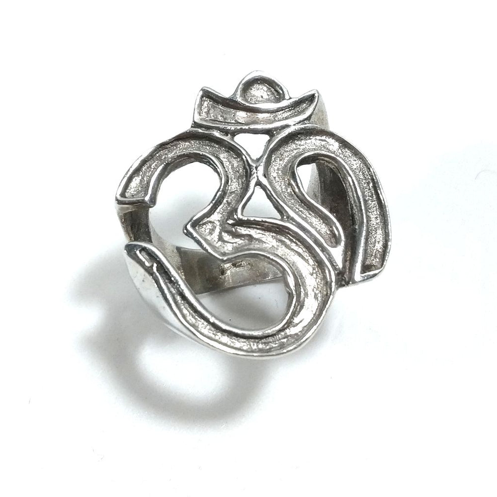 Anello con OM (AUM) in argento 925 traforo | Gioielli etnici | Mignolo uomo donna