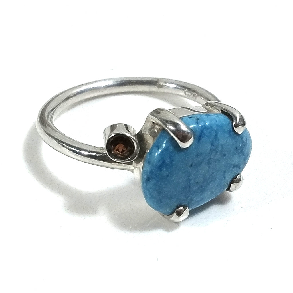 ANELLO artigianale in argento 925 con Turchese e granato | Gioielli in argento
