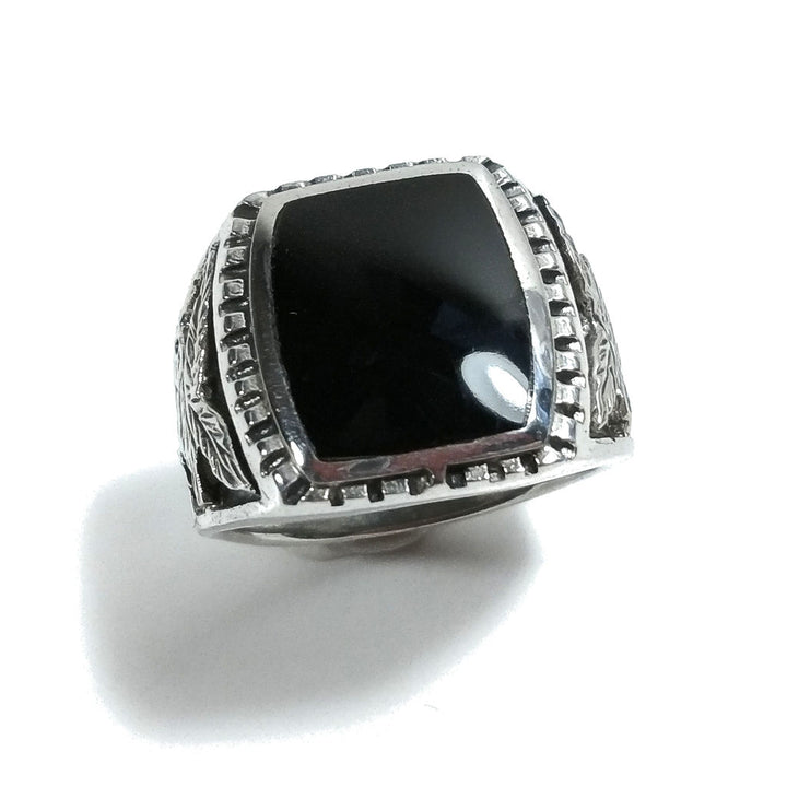 ANELLO artigianale in argento 925 Anello con Onice e Aquila | GIOIELLI IN ARGENTO