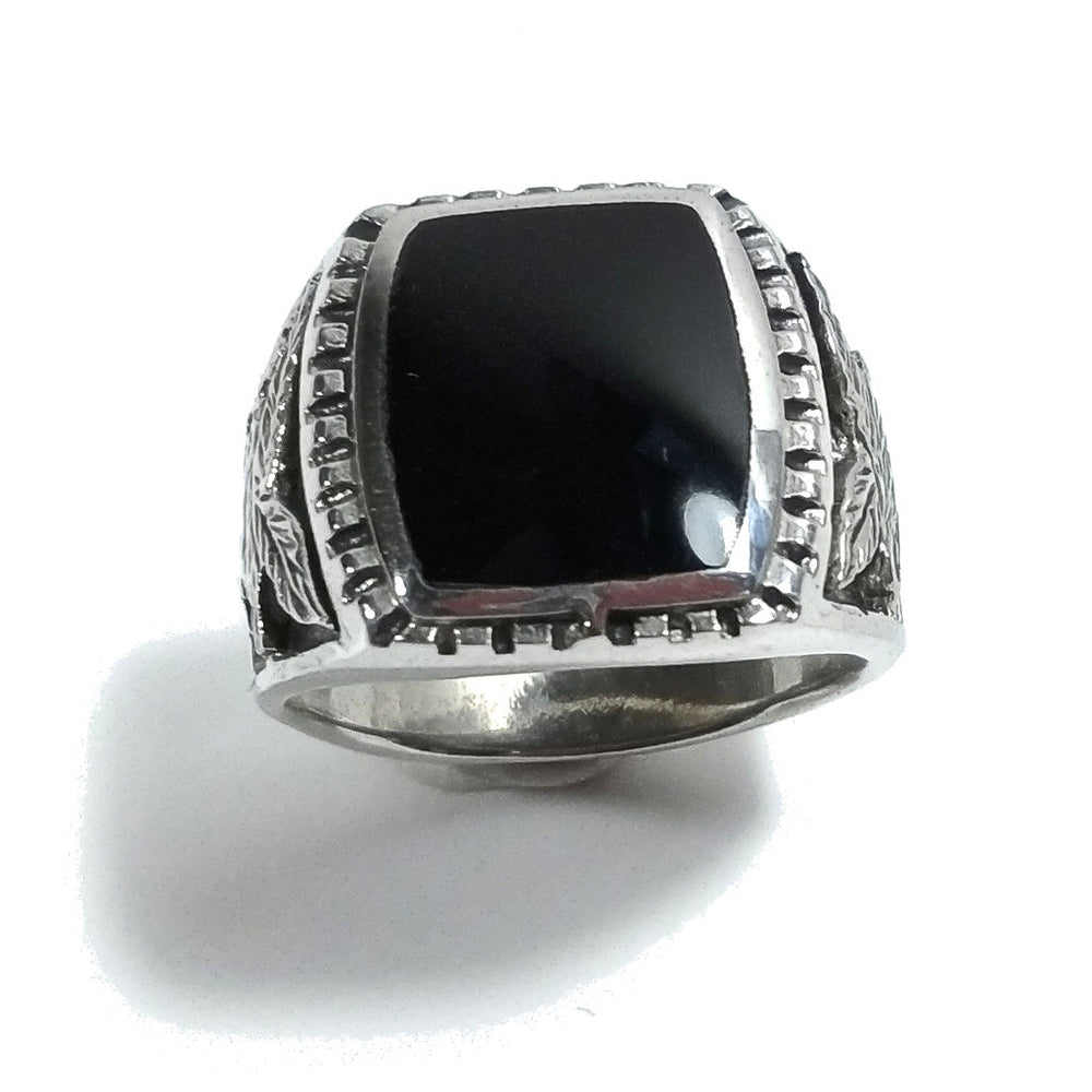 ANELLO artigianale in argento 925 Anello con Onice e Aquila | GIOIELLI IN ARGENTO