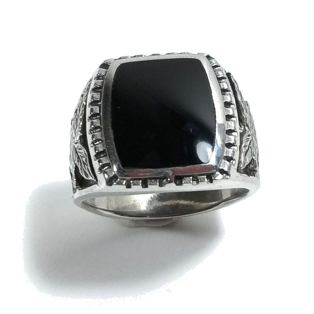 ANELLO artigianale in argento 925 Anello con Onice e Aquila | GIOIELLI IN ARGENTO