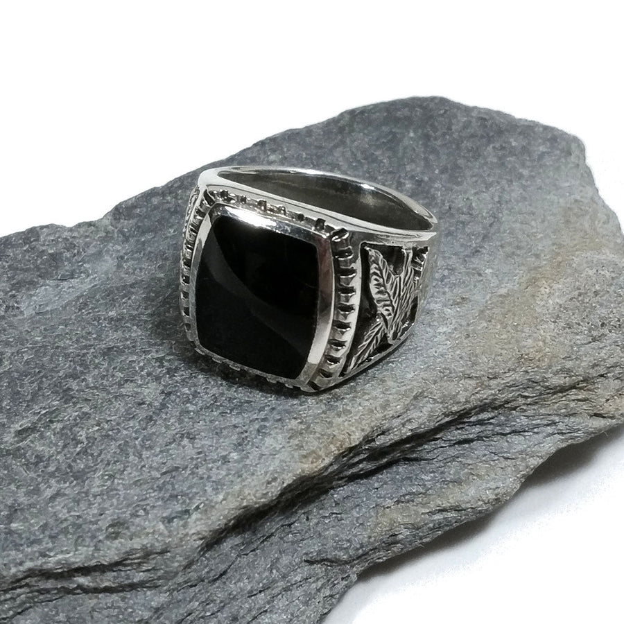 ANELLO artigianale in argento 925 Anello con Onice e Aquila | GIOIELLI IN ARGENTO