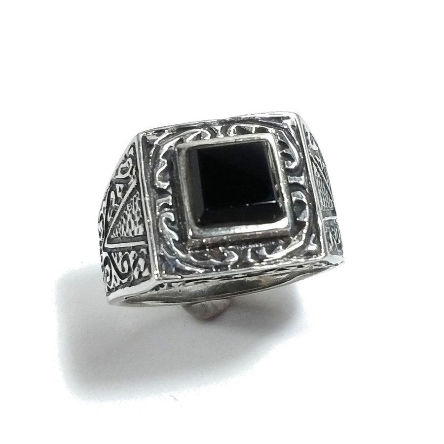 ANELLO artigianale in argento 925 Onice nero - MARK