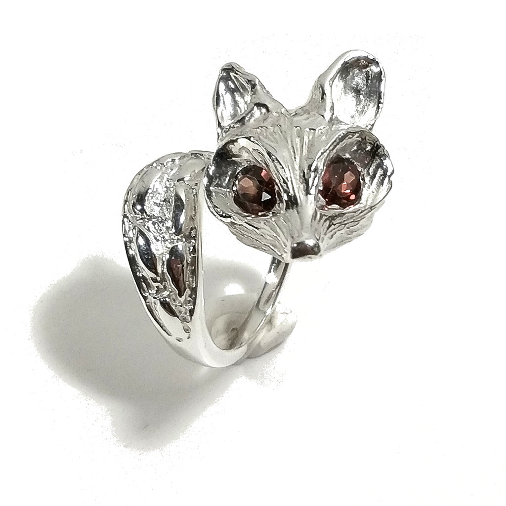 Anello FOX in argento 925 a forma di una VOLPE con pietra | argento artigianale