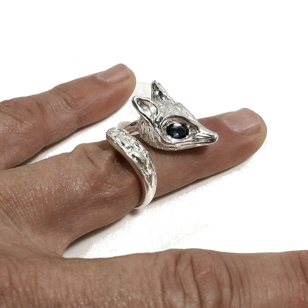 Anello FOX in argento 925 a forma di una VOLPE con pietra | argento artigianale