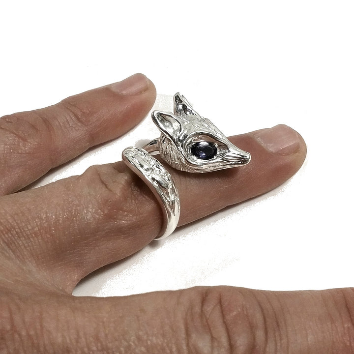 Anello FOX in argento 925 a forma di una VOLPE con pietra | argento artigianale