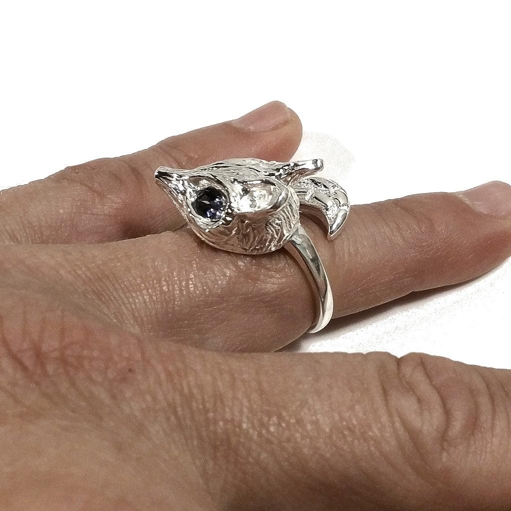 Anello FOX in argento 925 a forma di una VOLPE con pietra | argento artigianale