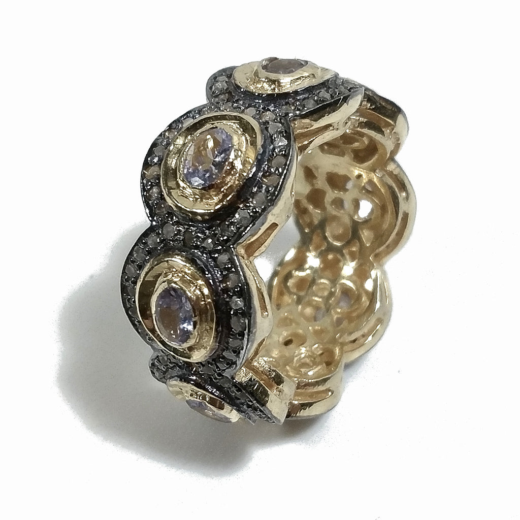 ANELLO ETNICO in argento 925 dorato ANELLO artigianale Diamante | GIOIELLI ETNICI