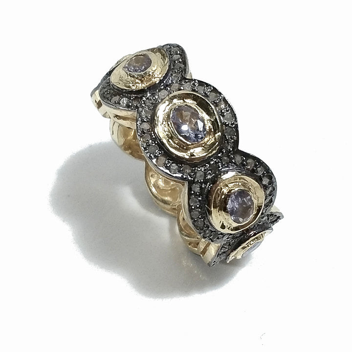 ANELLO ETNICO in argento 925 dorato ANELLO artigianale Diamante | GIOIELLI ETNICI