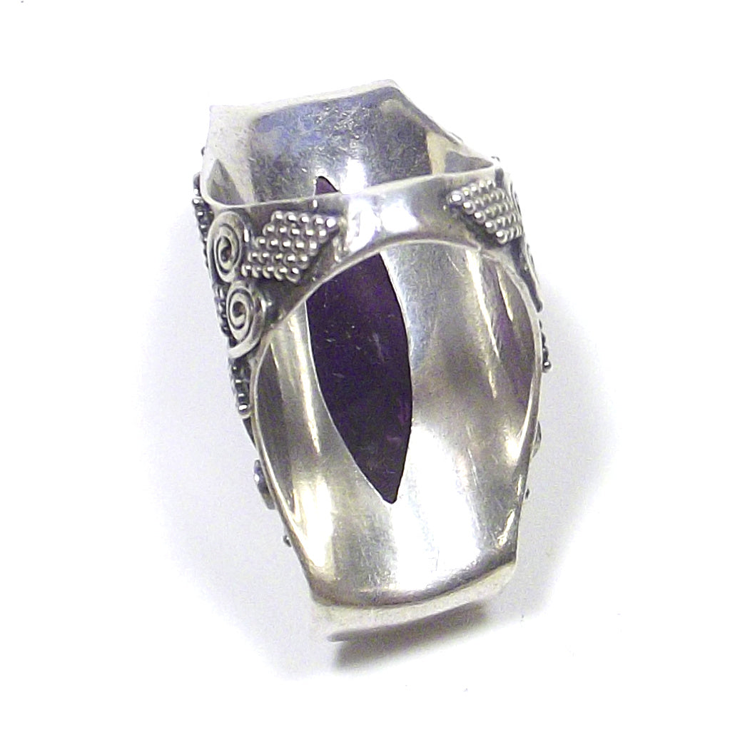 ETHNIC RING faceted AMETHYST 925 silver