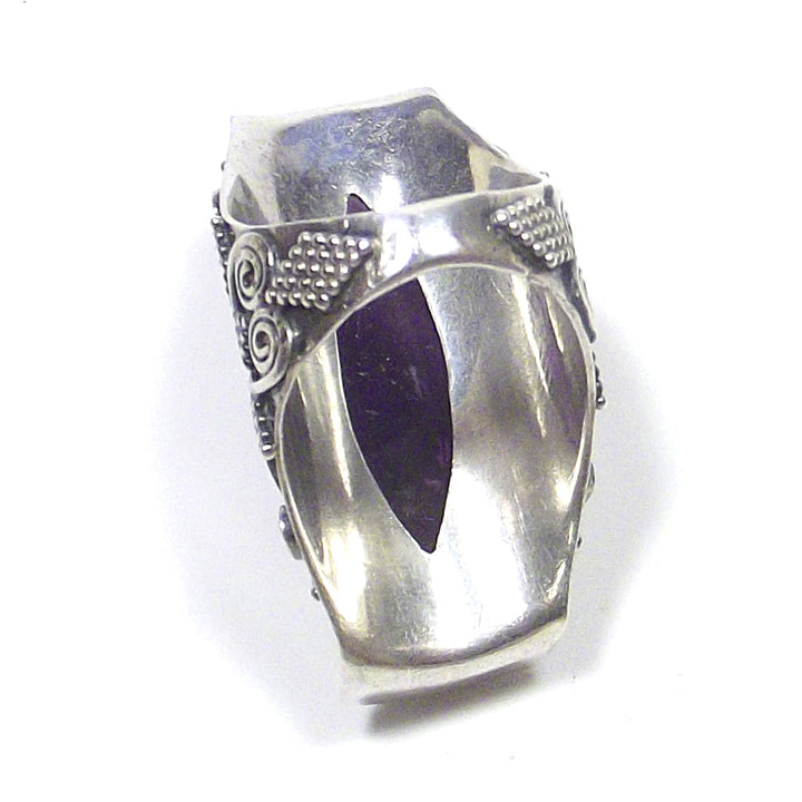 ETHNIC RING faceted AMETHYST 925 silver