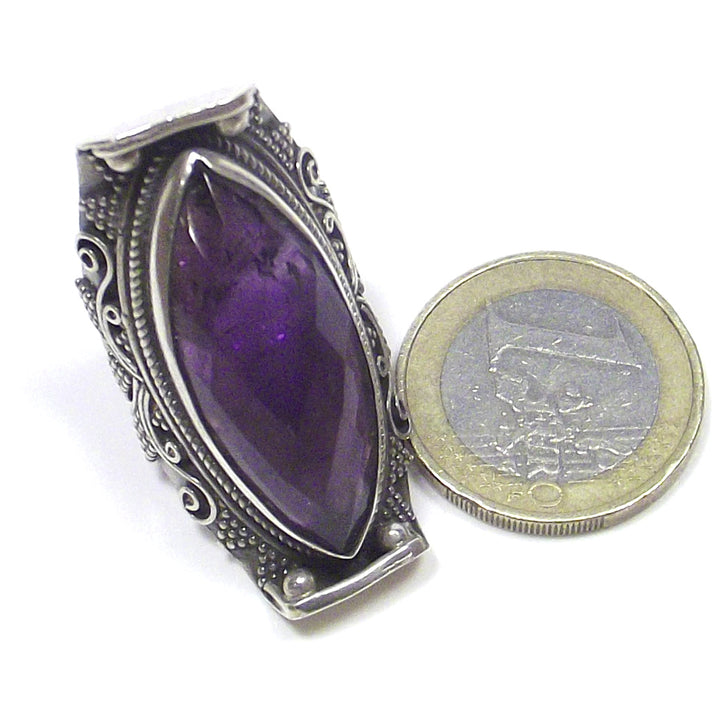 ETHNIC RING faceted AMETHYST 925 silver