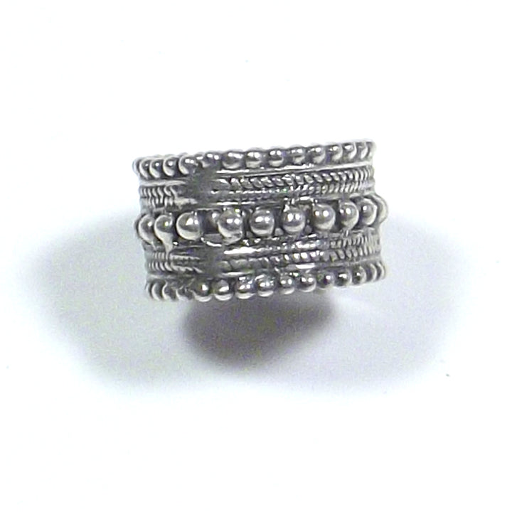 ANELLO etnico argento 925 puntinato - fascia larga | Uomo - donna
