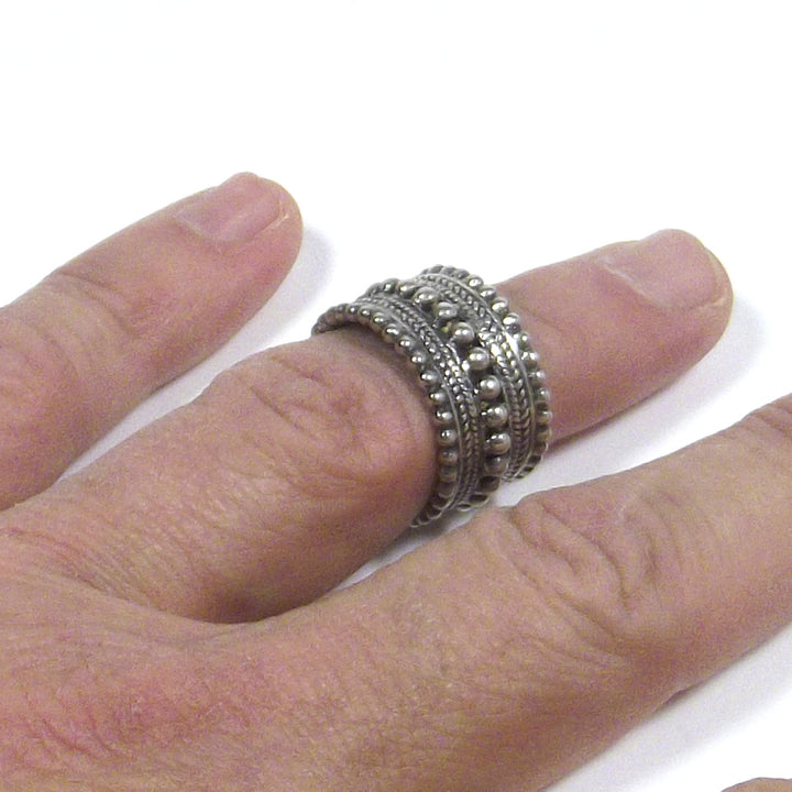 ETHNIC RING dotted 925 silver - wide band | Man - woman
