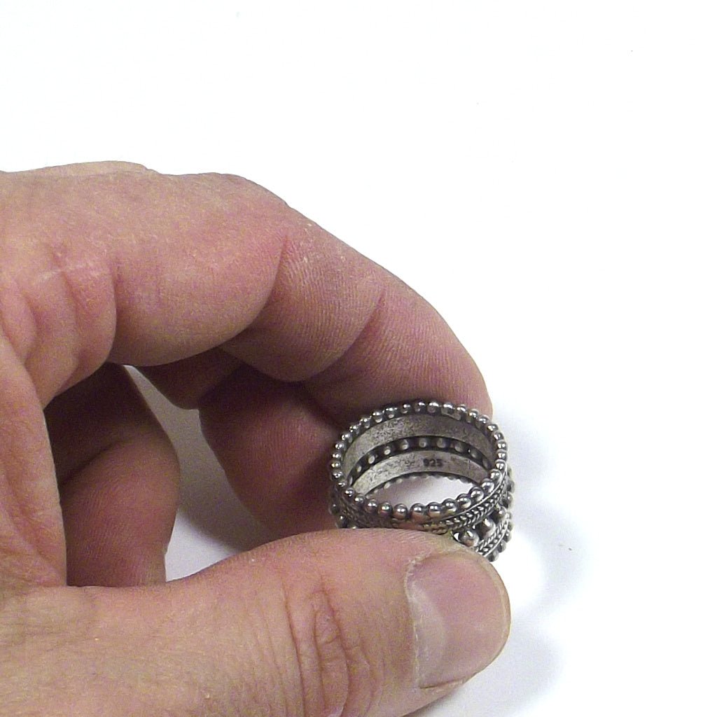 ETHNIC RING dotted 925 silver - wide band | Man - woman