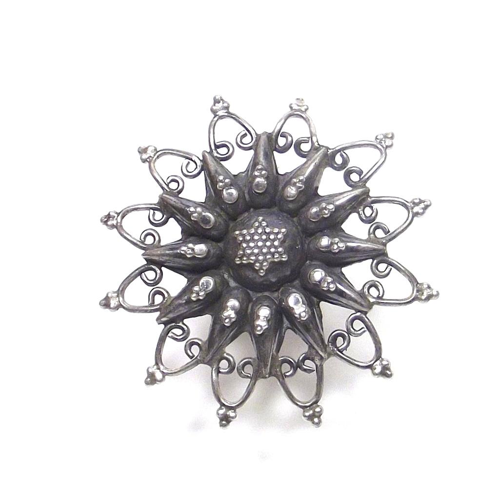 Anello etnico grande in argento a Stella del deserto