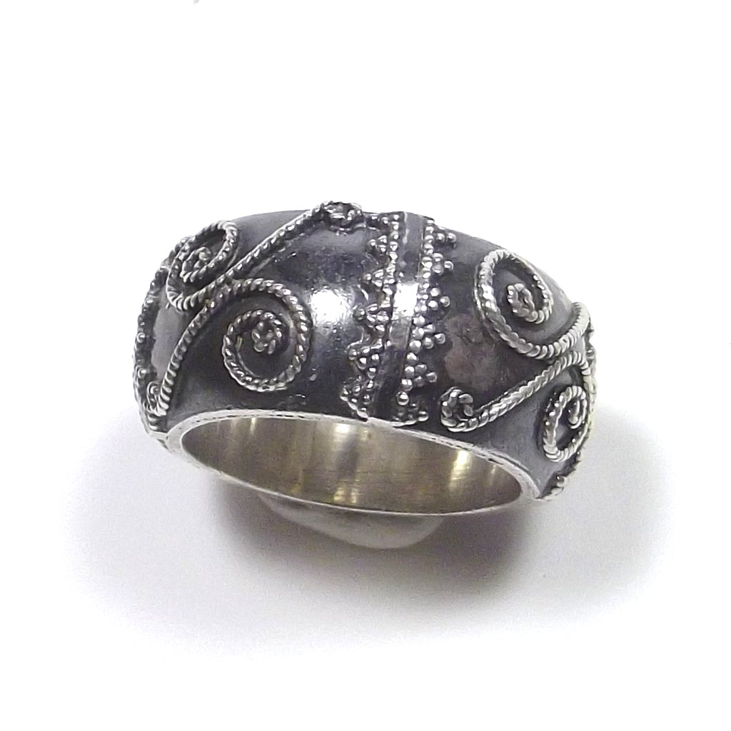 Anello in argento 925 brunito - fede filigrana
