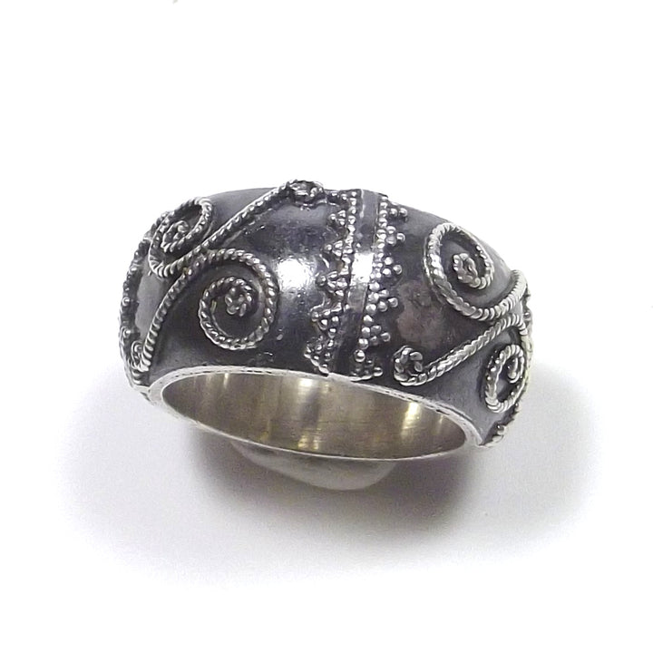 Anello in argento 925 brunito - fede filigrana