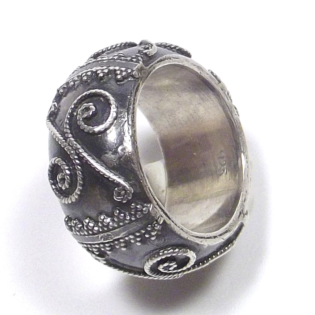 Anello in argento 925 brunito - fede filigrana