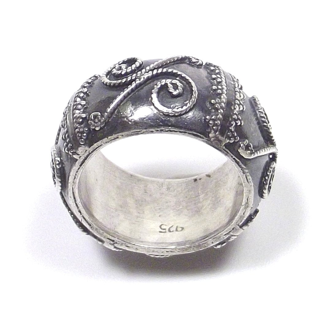 Anello in argento 925 brunito - fede filigrana