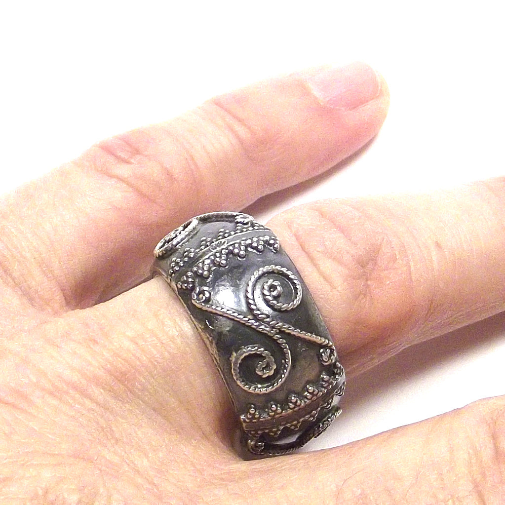 Anello in argento 925 brunito - fede filigrana