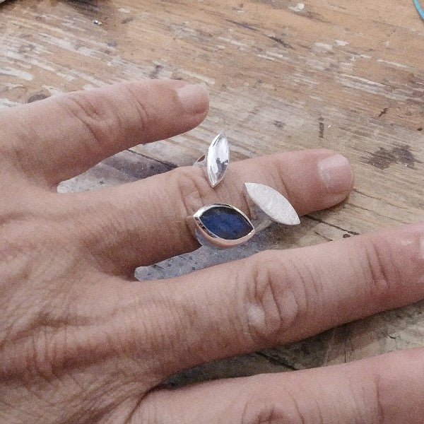 Anello NAINA fascia in argento 925 ANELLO artigianale con pietra | ANELLI artigianali