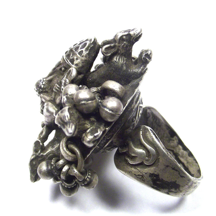 GANESH RING with antique mouse in 925 silver